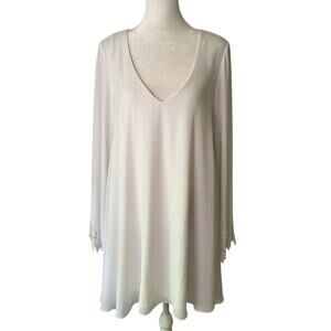 Show Me Your Mumu Portabella white long sleeve shift mini dress size M